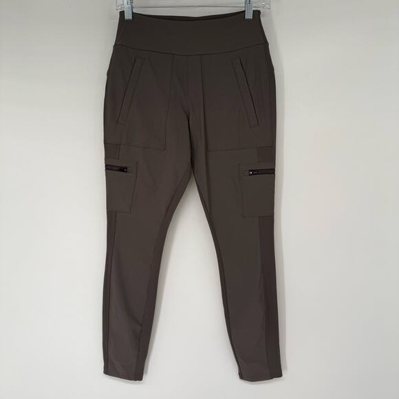 Athleta Headland Hybrid Cargo Tight Women's Sze 4 Arbor Olive Hiking Zip Pockets - Picture 2 of 9